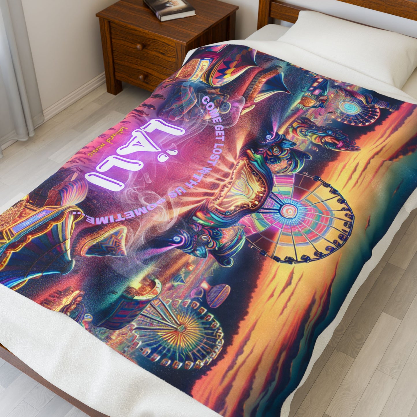 Colorful Festival-Themed Velveteen Plush Blanket - Perfect for Cozy Nights and Celebrations