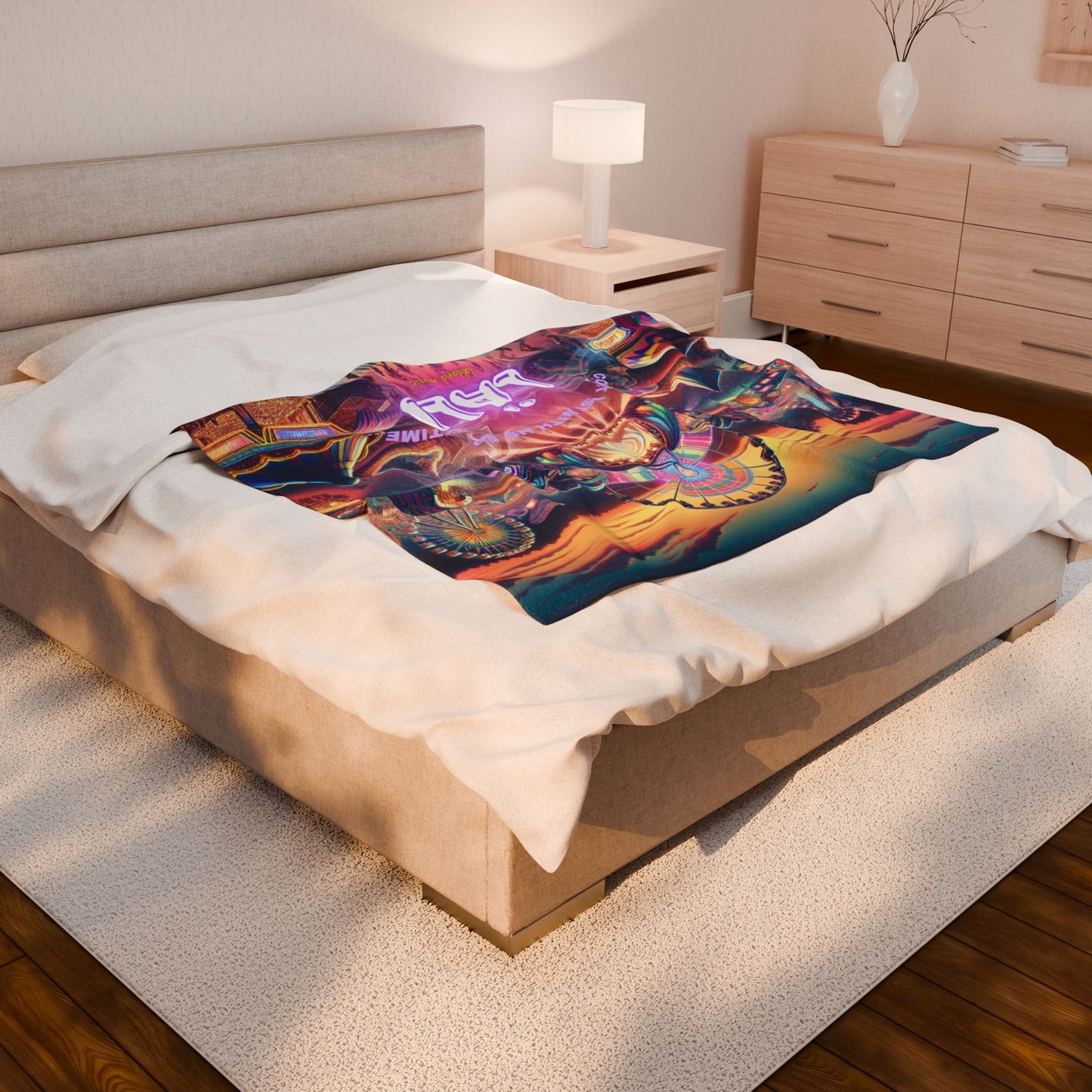 Colorful Festival-Themed Velveteen Plush Blanket - Perfect for Cozy Nights and Celebrations